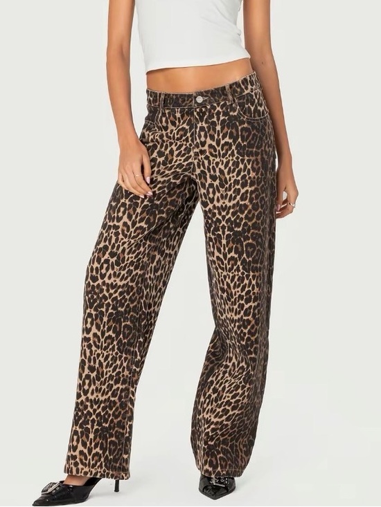 Edikted Denim - Edikted Low Rise Leopard Jeans - never worn
